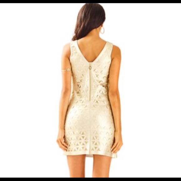 NWT Lilly Pulitzer Gold Mango Shift Dress Large - Picture 3 of 8